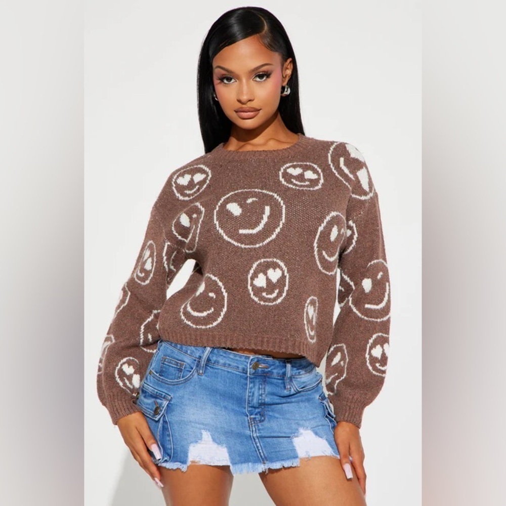 NEW Smiles Always Sweater in Brown